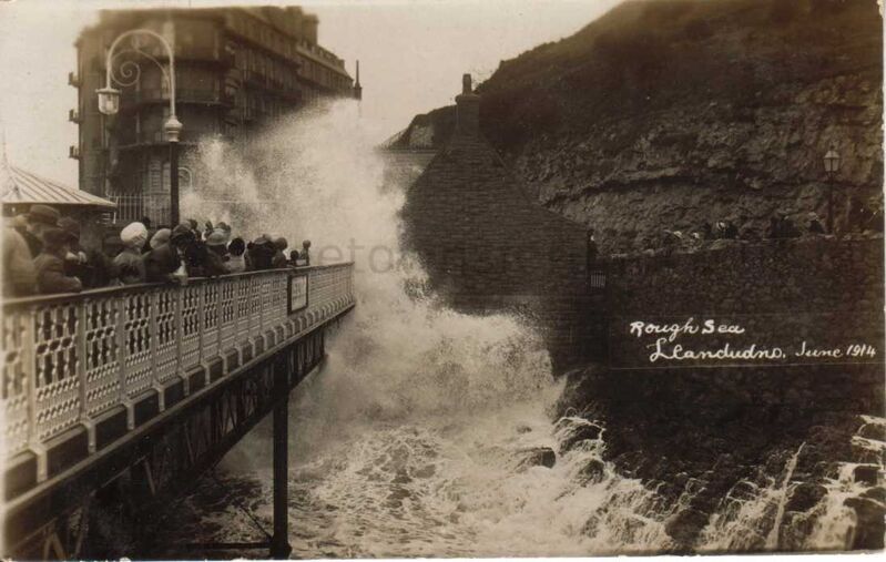 Rough sea Llandudno June 1914
