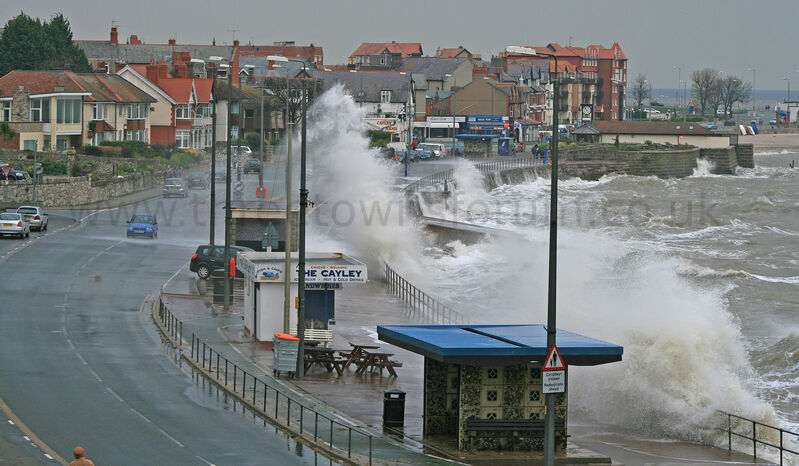 STORMY SEAS, CAYLEY PROMENADE, RHOS ON SEA 2008
The Promenade has since been redeveloped (2022/23) and all of the kiosks/shelters visible have been removed.
