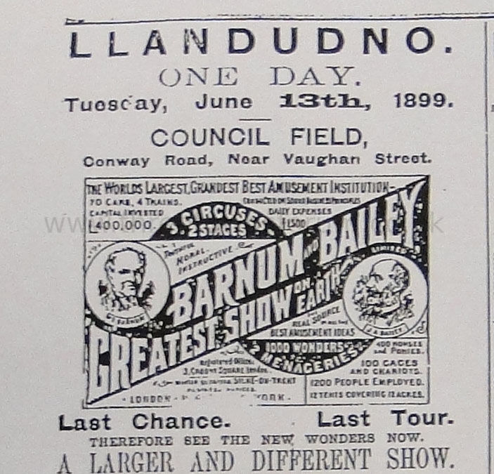 BARNUM AND BAILEY CIRCUS, LLANDUDNO 1899
