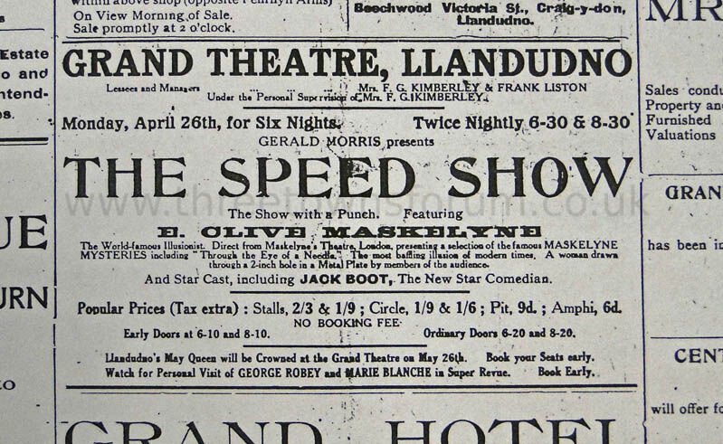 THE SPEED SHOW, GRAND THEATRE, LLANDUDNO
