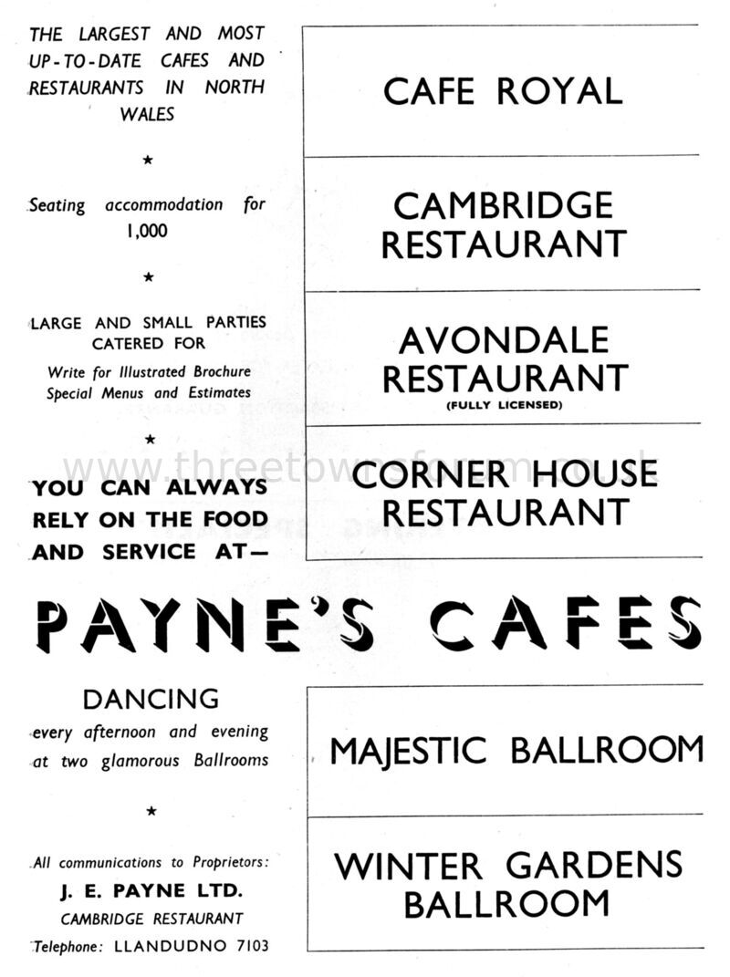 1954 PAYNES CAFES
