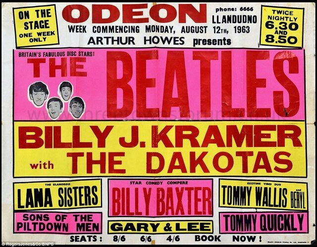 THE BEATLES POSTER, ODEON CINEMA, LLANDUDNO 1963
